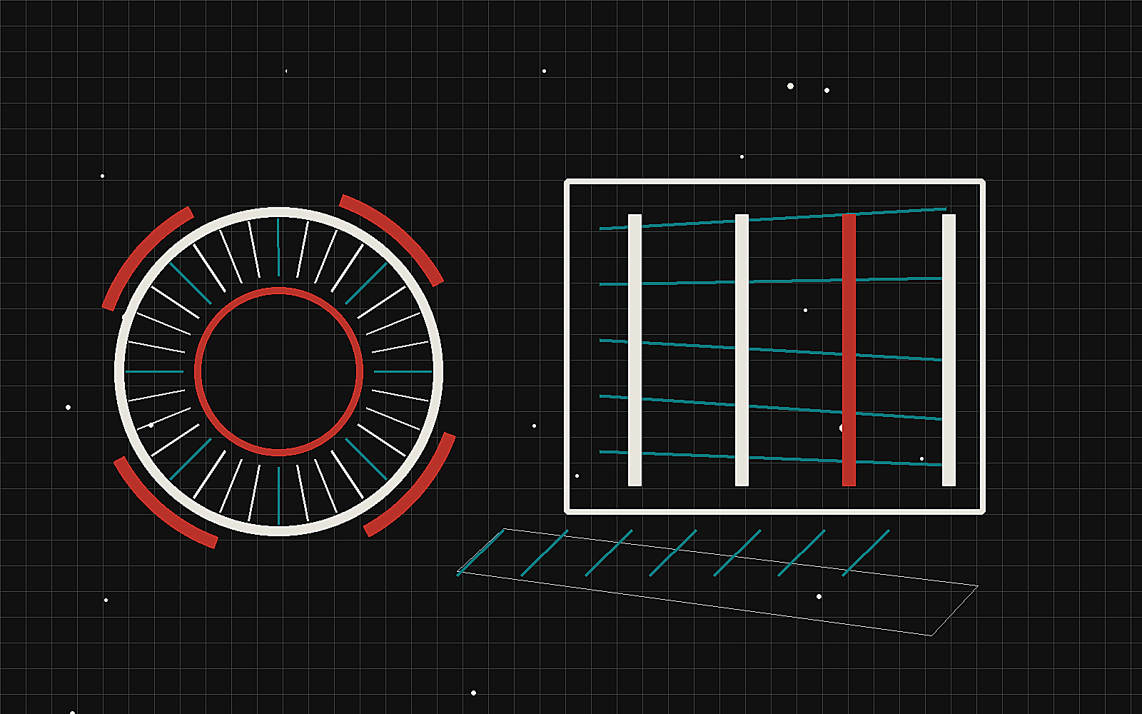 Technical montage of propulsion, robotics, and automotive engineering hardware